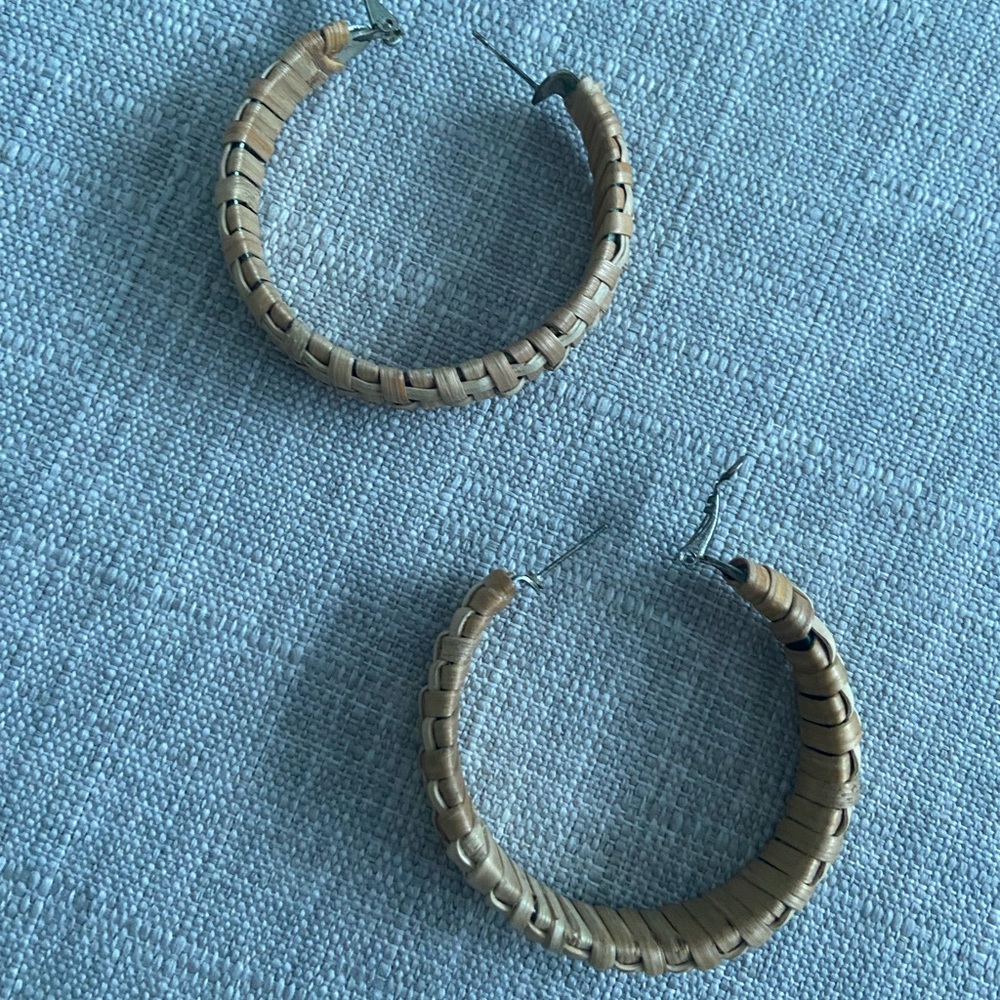 Saks off 5th tan woven hoops